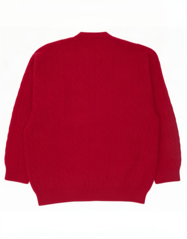Pulover vintage pentru bărbați cu gât roșu XL maro acrilic