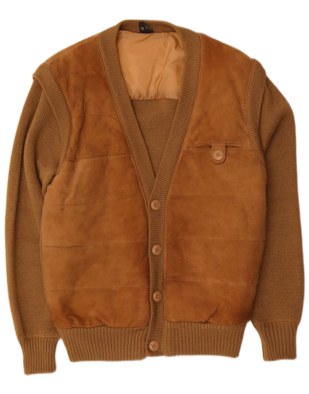 C&A Pulover Cardigan din piele intoarsa pentru barbati EU 52/54 Piele maro mare