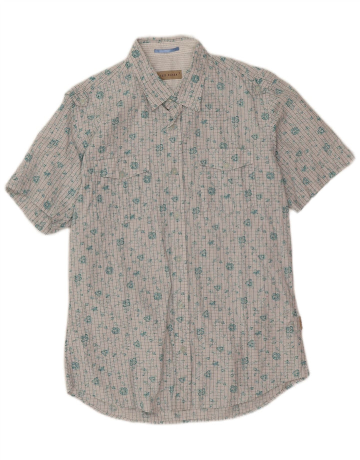 Cămașă cu mânecă scurtă pentru bărbați Ted Baker, mărime 3, bumbac floral, alb, mediu