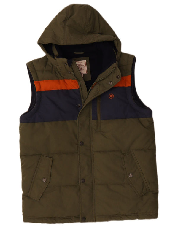 Gilet căptușit cu glugă pentru bărbați Fat Face UK 38 Medium Kaki Poliester color bloc