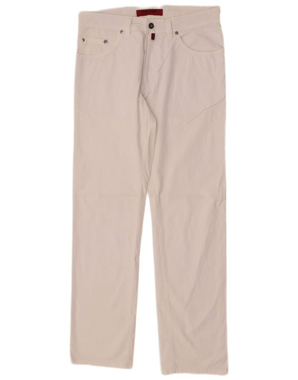 Pantaloni casual drepti pentru bărbați Pierre Cardin L32 L32 Bumbac alb