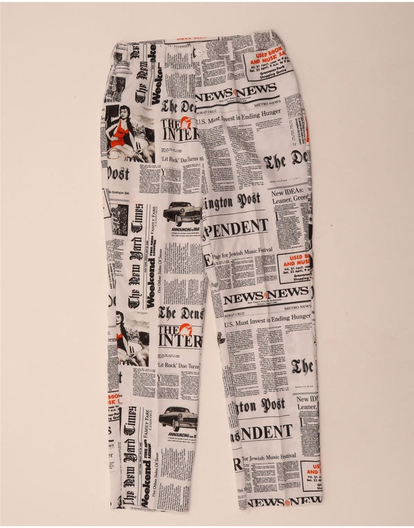 Pantaloni chino drepți cu grafic pentru femei vintage EU 48 2XL W30 L31 Alb