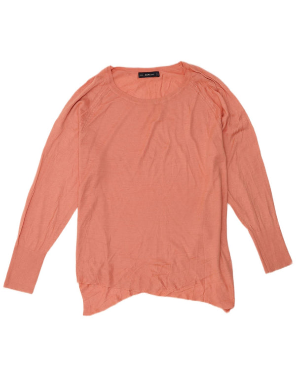 Pulover supradimensionat asimetric cu gât barcă Zara UK 10 Mic roz