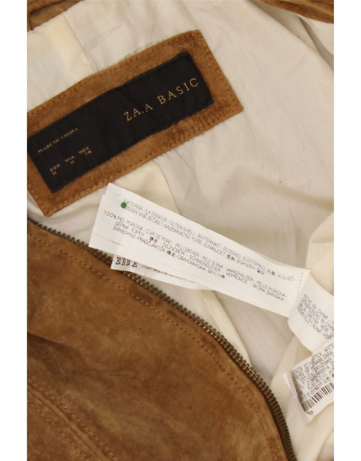 Jacheta de piele intoarsa pentru femei Zara UK 12 Medium Beige