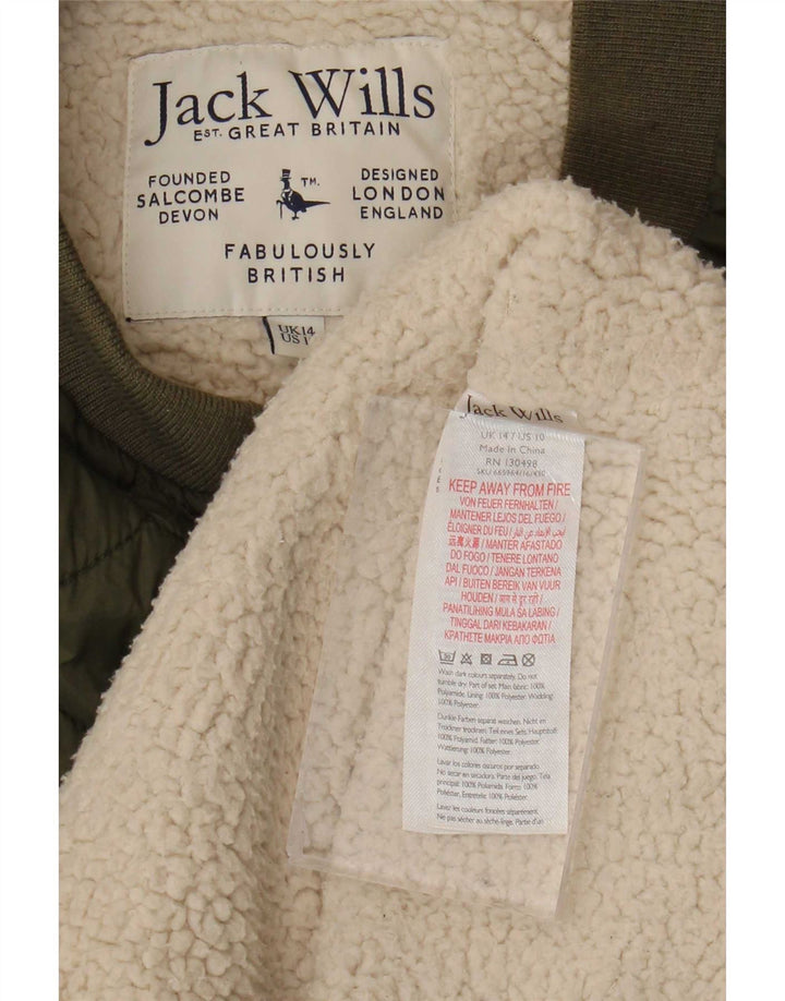 Jack Wills pentru femei Sherpa Quilted Jacket UK 14 mare, verde, poliamidă