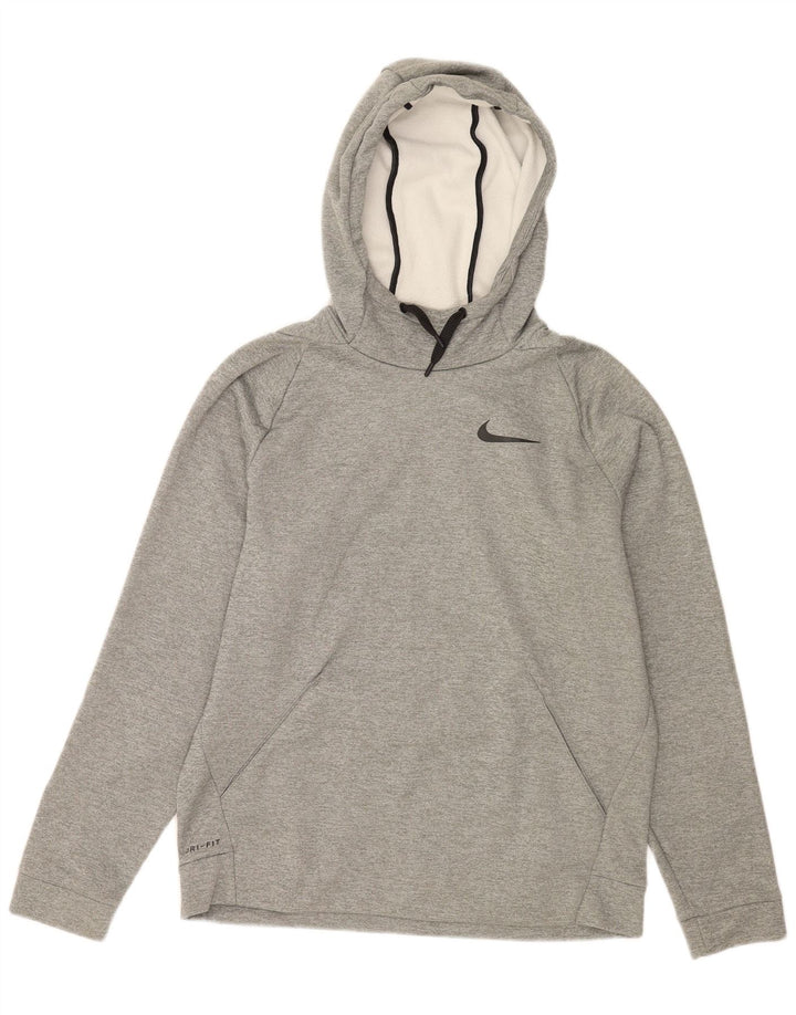 Pulover NIKE Dri Fit pentru bărbați, poliester cu pături, gri mediu