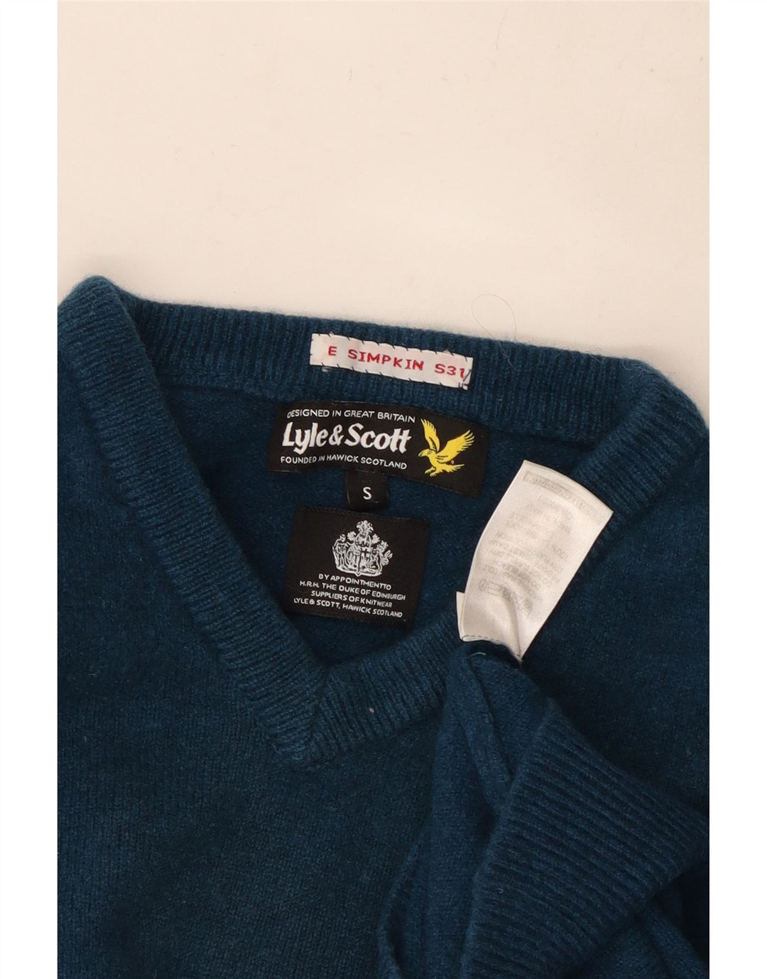 Pulover cu decolteu în V Lyle & Scott pentru femei UK 10 Small Blue