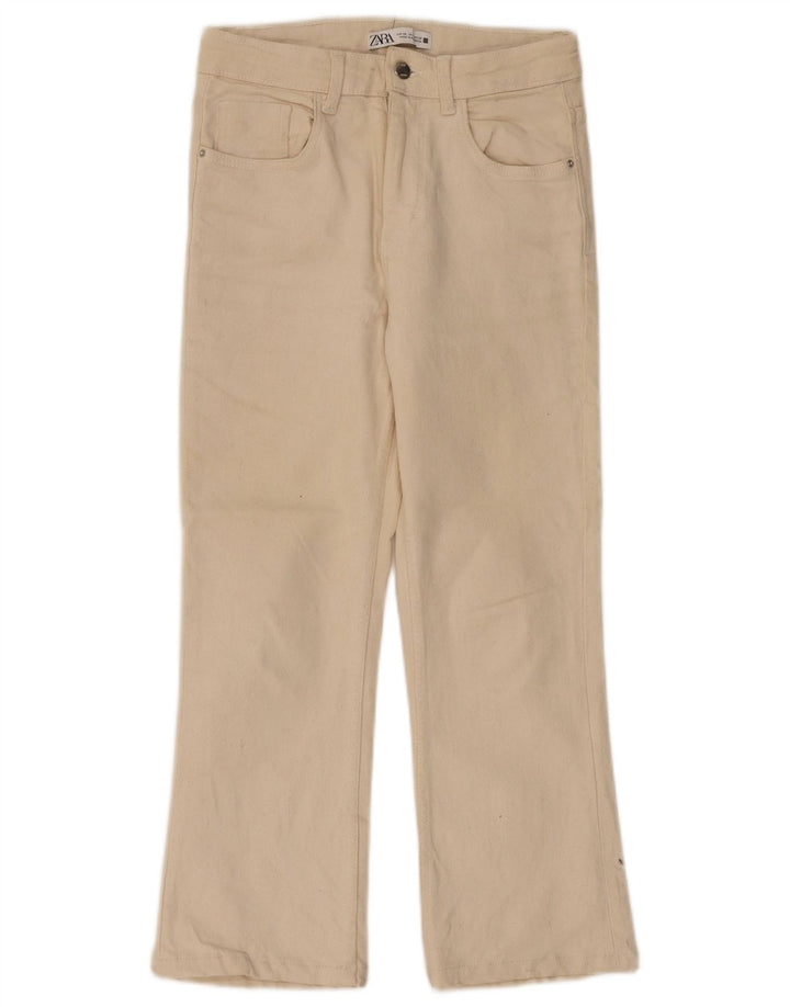 Blugi drepti pentru femei cu talie înaltă ZARA EU 36 XS W26 L24 bumbac bej