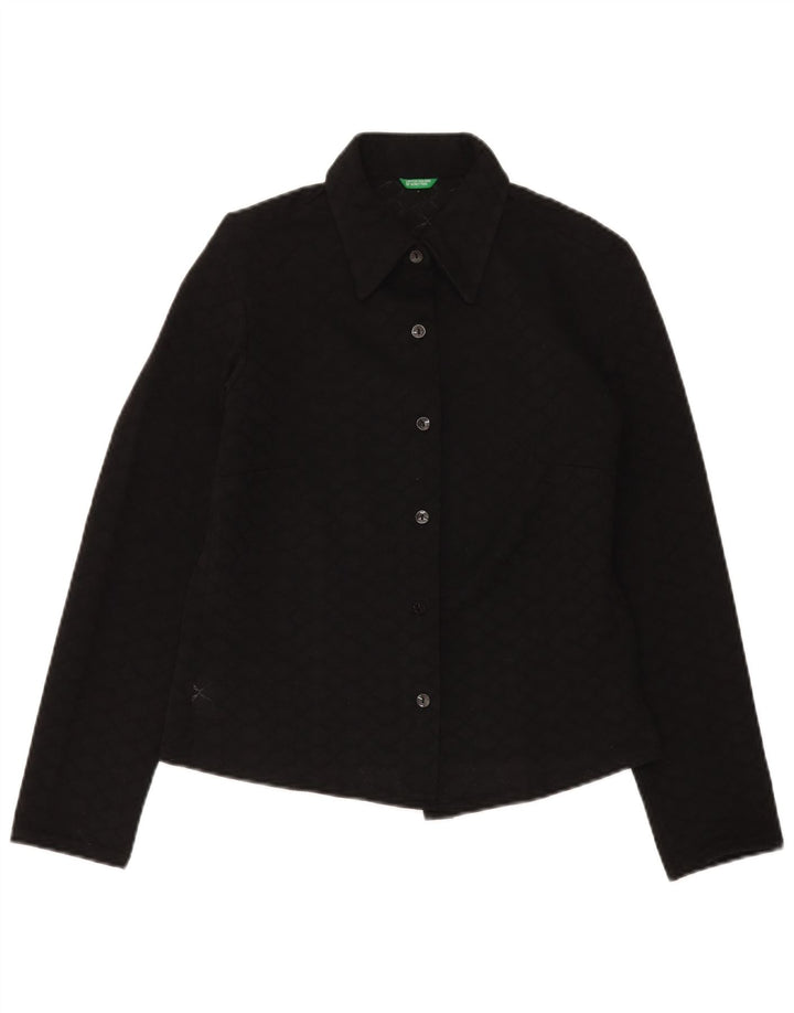 Bluză cămașă crop BENETTON pentru femei IT 46 Poliester negru mare