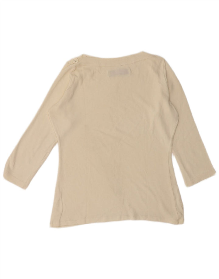 Top femeie Zara cu mâneci 3/4 UK 14 mare, alb, bumbac