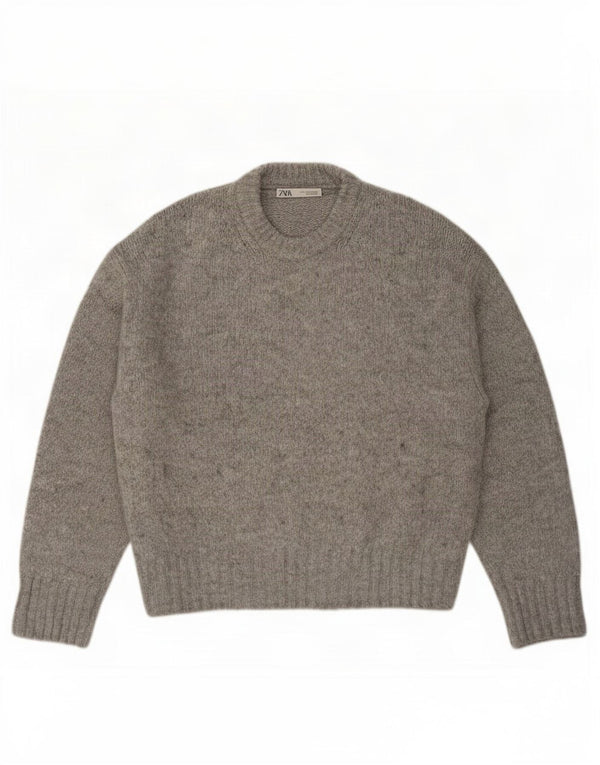 Pulover supradimensionat pentru femei Zara, cu gâtul turn, UK 10, mic, gri acrilic