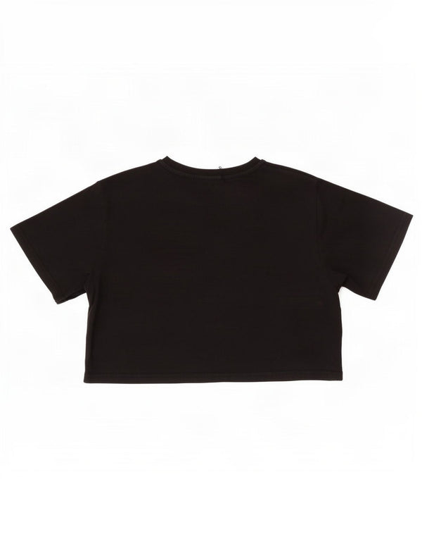 Tricou cu grafic crop Ellesse pentru femei Top UK 10 mic bumbac negru