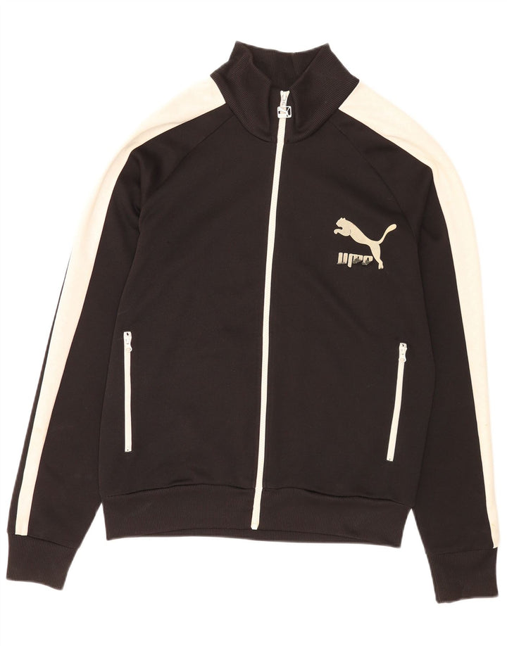 Jachetă de top pentru trening grafic Puma pentru bărbați, mare, negru, poliester color bloc