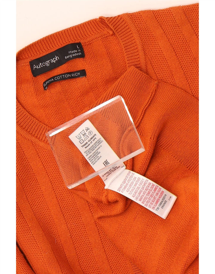 Pulover pentru bărbați Marks & Spencer, cu autograf, cu gâtul turn, bumbac mare portocaliu