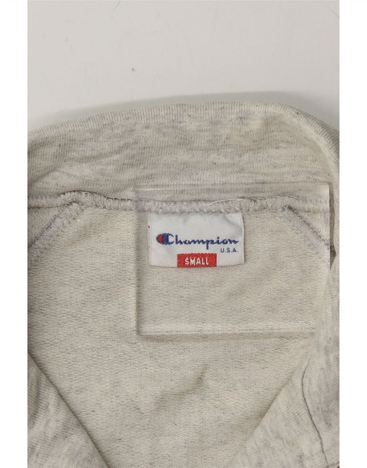 CHAMPION Mens Graphic Zip Neck Sweatshirt Jumper Small Grey Colourblock Vintage Champion and Second-Hand Champion from Messina Hembry 