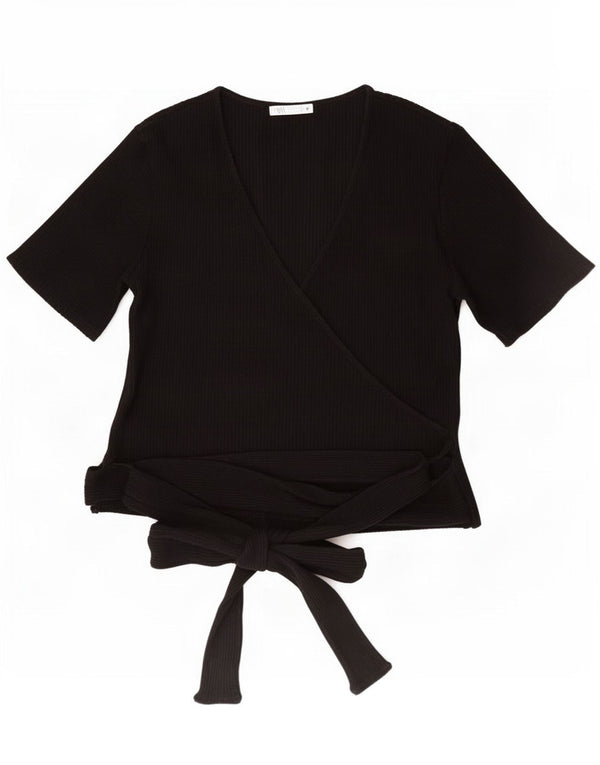 Bluză de top pentru femei Zara UK 18 XL, bumbac negru