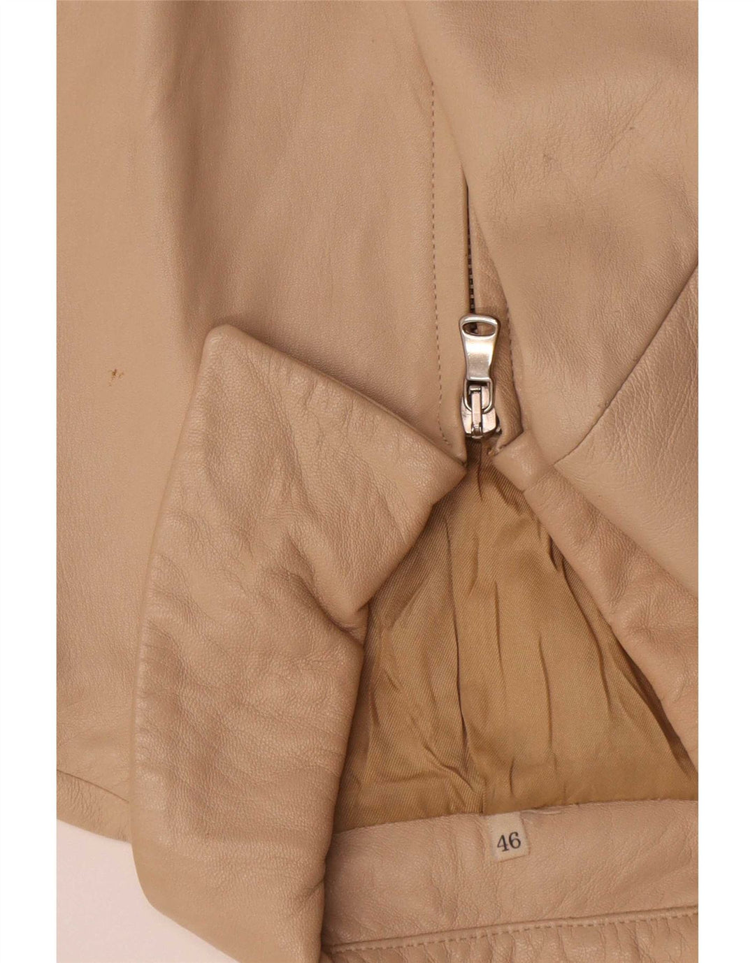 Geacă de piele vintage pentru femei IT 46 Large Beige