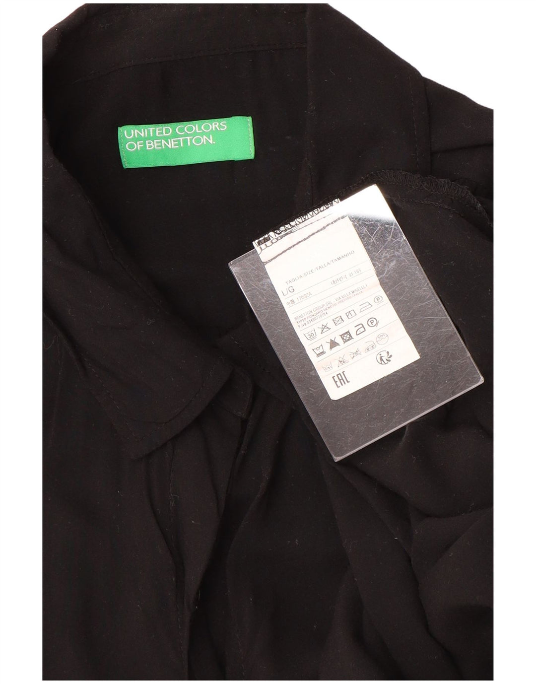 Bluză cămașă supradimensionată pentru femei Benetton UK 16, mare, neagră, viscoză