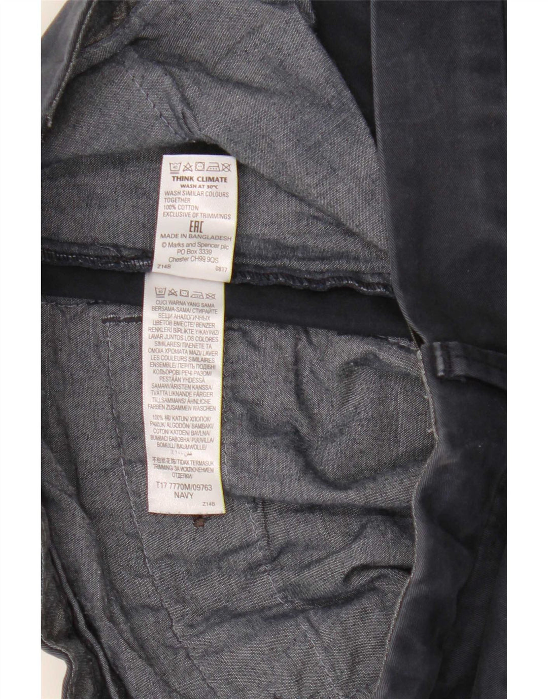 Pantaloni scurți chino pentru bărbați Marks & Spencer W32, bumbac bleumarin mediu