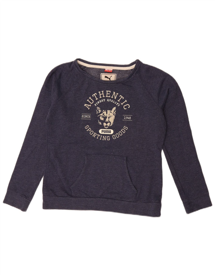 Pulover cu grafic pentru femei Puma UK 14, mare, bleumarin