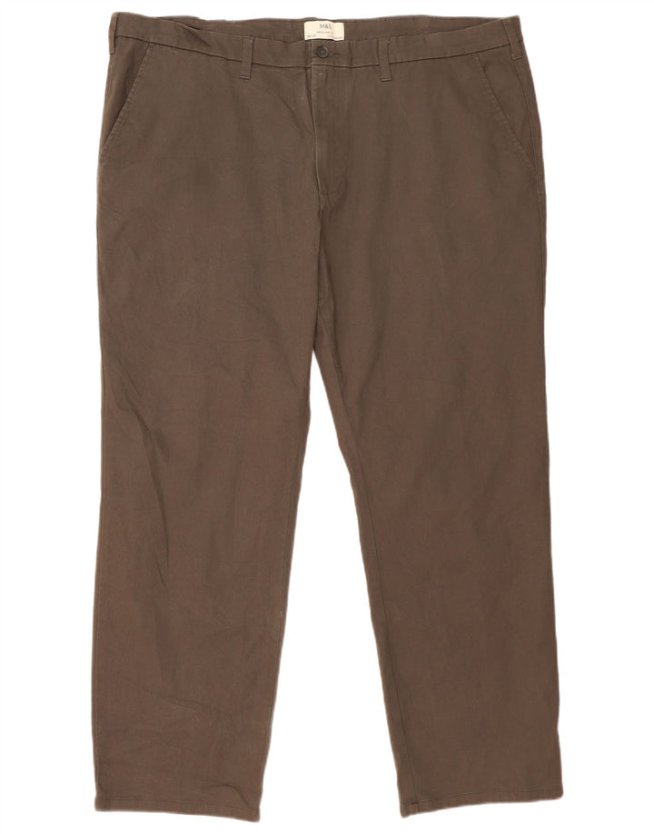 Pantaloni chino pentru bărbați Marks & Spencer, cu ajustare normală, L46 L31, bumbac gri