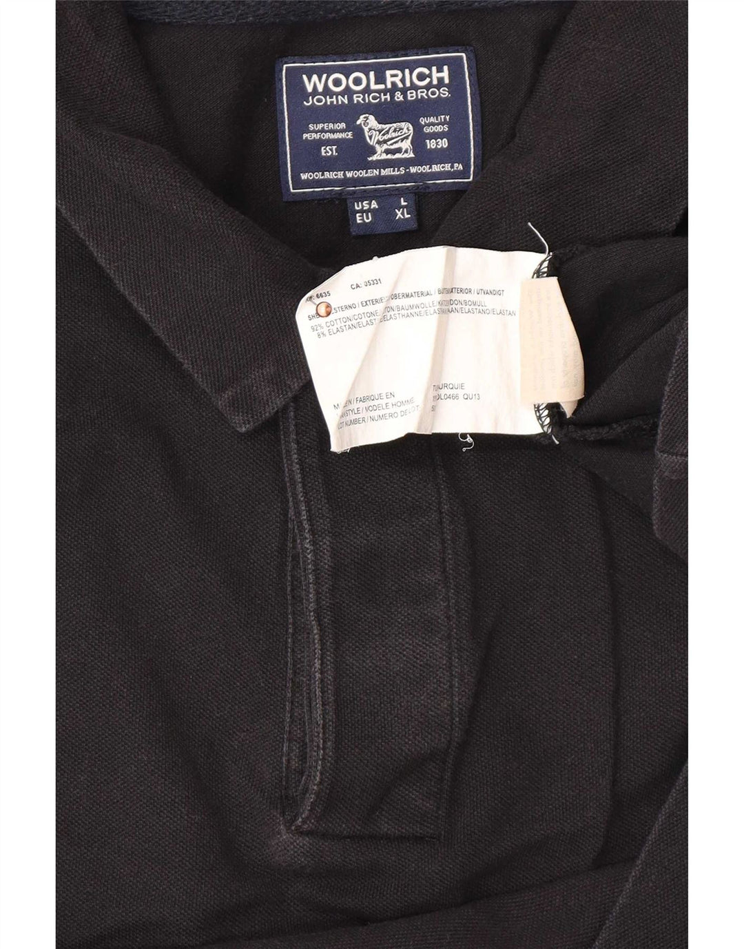 Tricou polo pentru bărbați Woolrich, bumbac negru mare