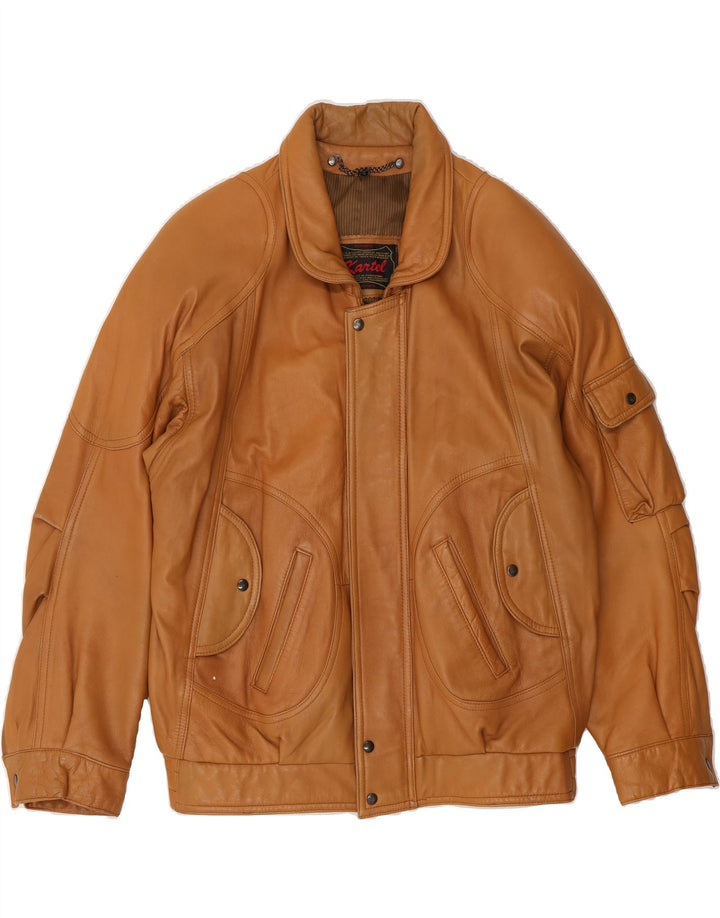 KARTEL Mens Leather Jacket UK 40 Large Brown Leather Vintage Kartel and Second-Hand Kartel from Messina Hembry 