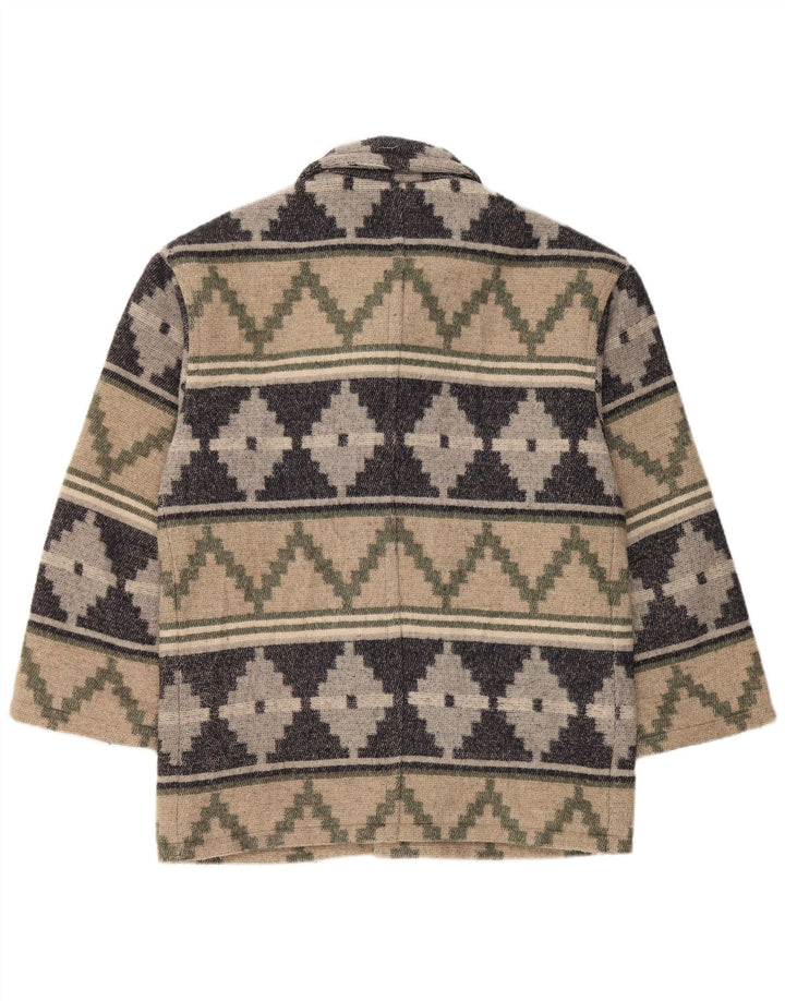 Jachetă Blazer Bărbați VINTAGE cu 4 nasturi UK 38 Medium Bej Fair Isle