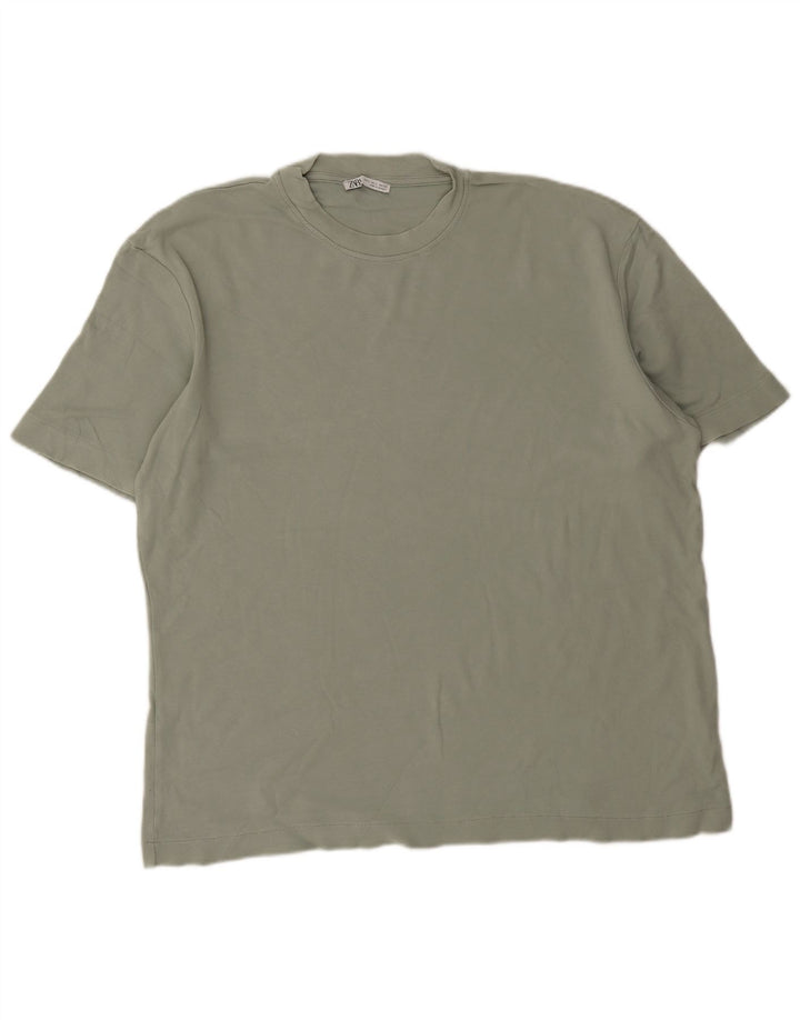 Tricou pentru bărbați Zara Top mare din bumbac verde