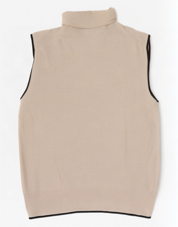 Zara Femei Vest Tank Top UK 12 Medium Bej Viscoza