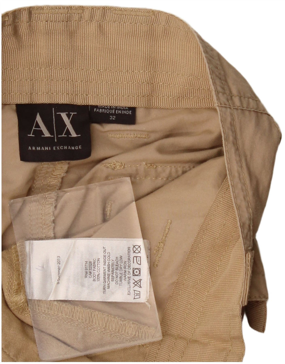 Pantaloni scurți cargo pentru bărbați ARMANI EXCHANGE W32 bumbac mediu bej