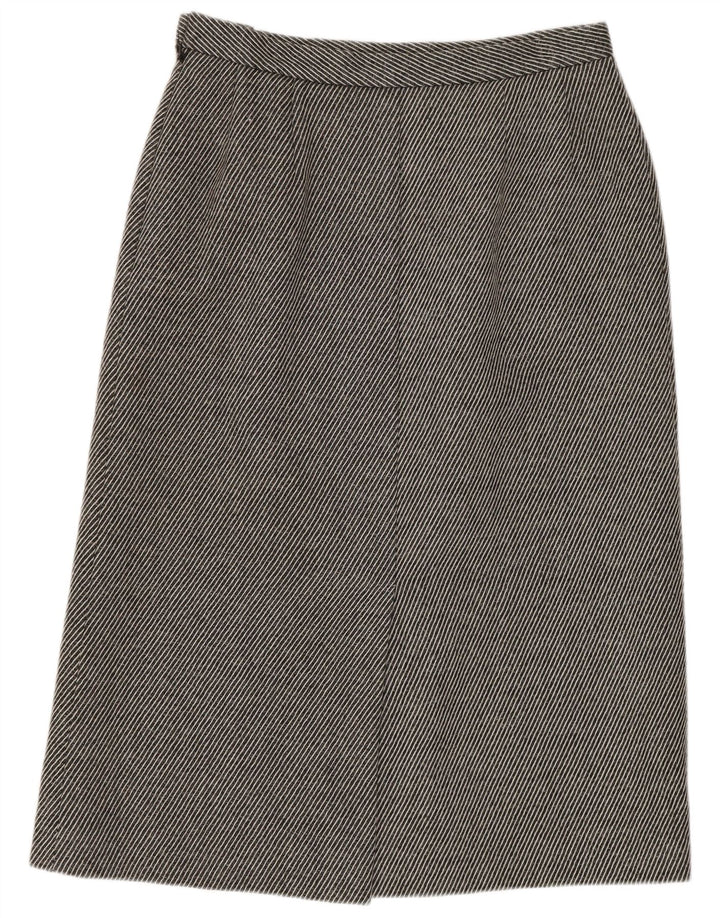 Fusta creion pentru femei Jaeger UK 14 Medium W28 Lână cu dungi gri