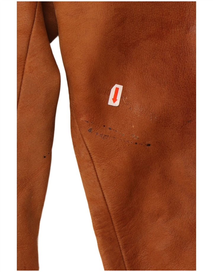 Pantaloni drepți din piele vintage pentru bărbați W36 L33 din piele maro