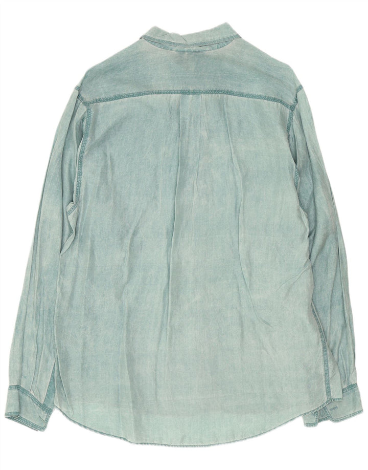Cămașă de denim vintage pentru bărbați, mătase verde mediu
