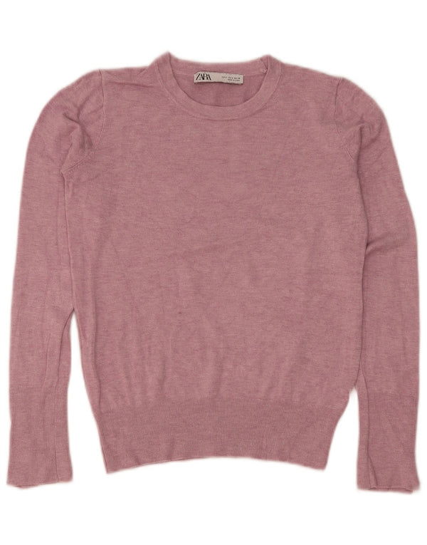 Pulover pentru damă Zara, cu gât turnut, UK 10, mic, roz, viscoză