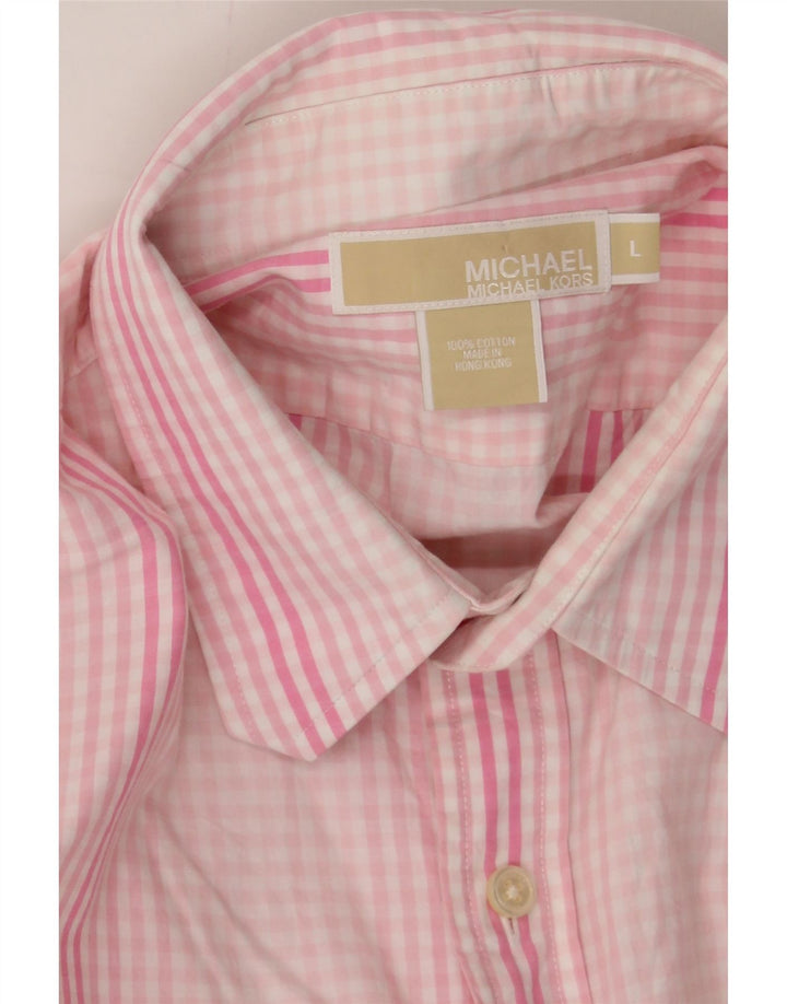 MICHAEL KORS Mens Shirt Large Pink Gingham Cotton Vintage Michael Kors and Second-Hand Michael Kors from Messina Hembry 