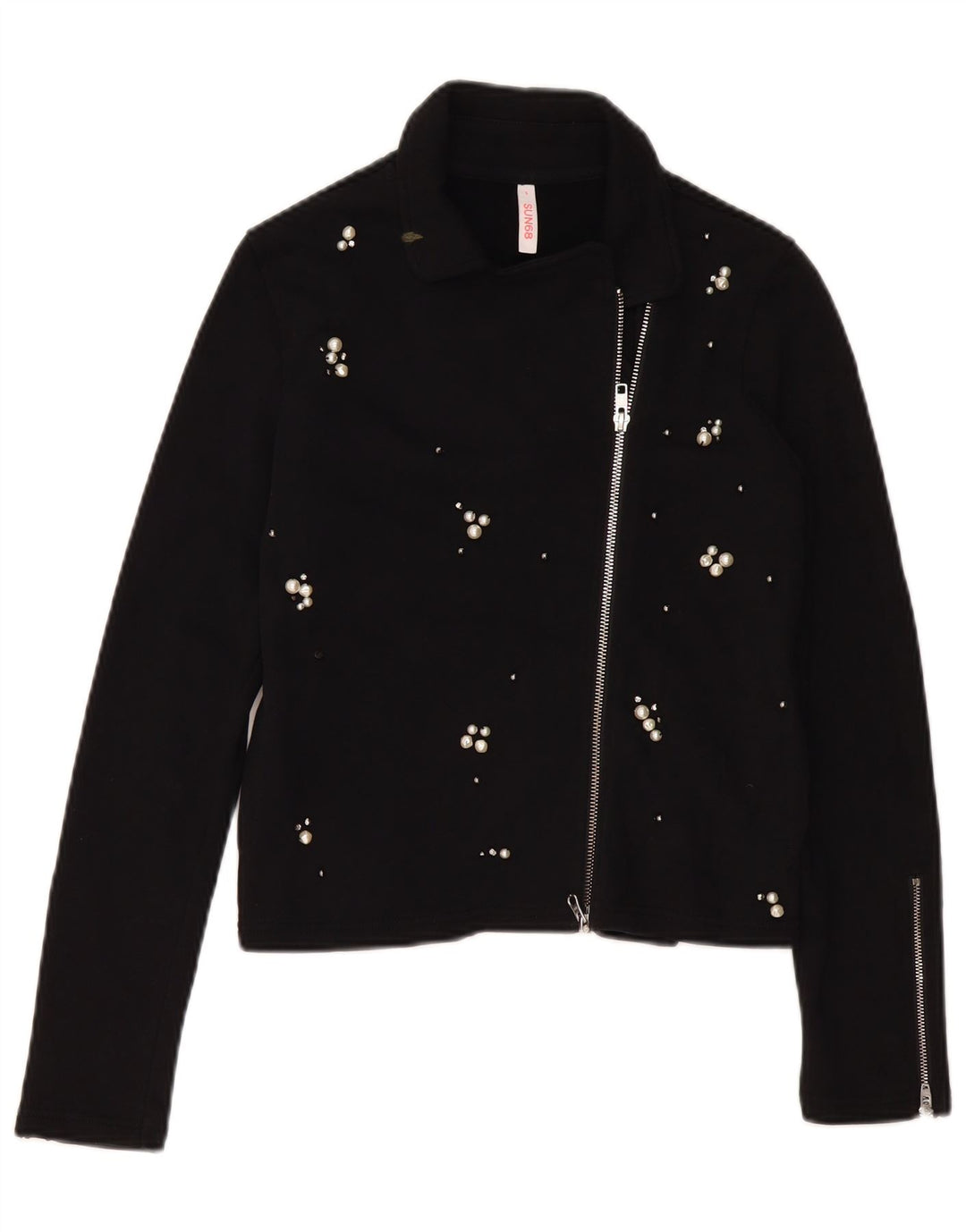 SUN68 Pulover cardigan pentru femei UK 10 Bumbac negru mic