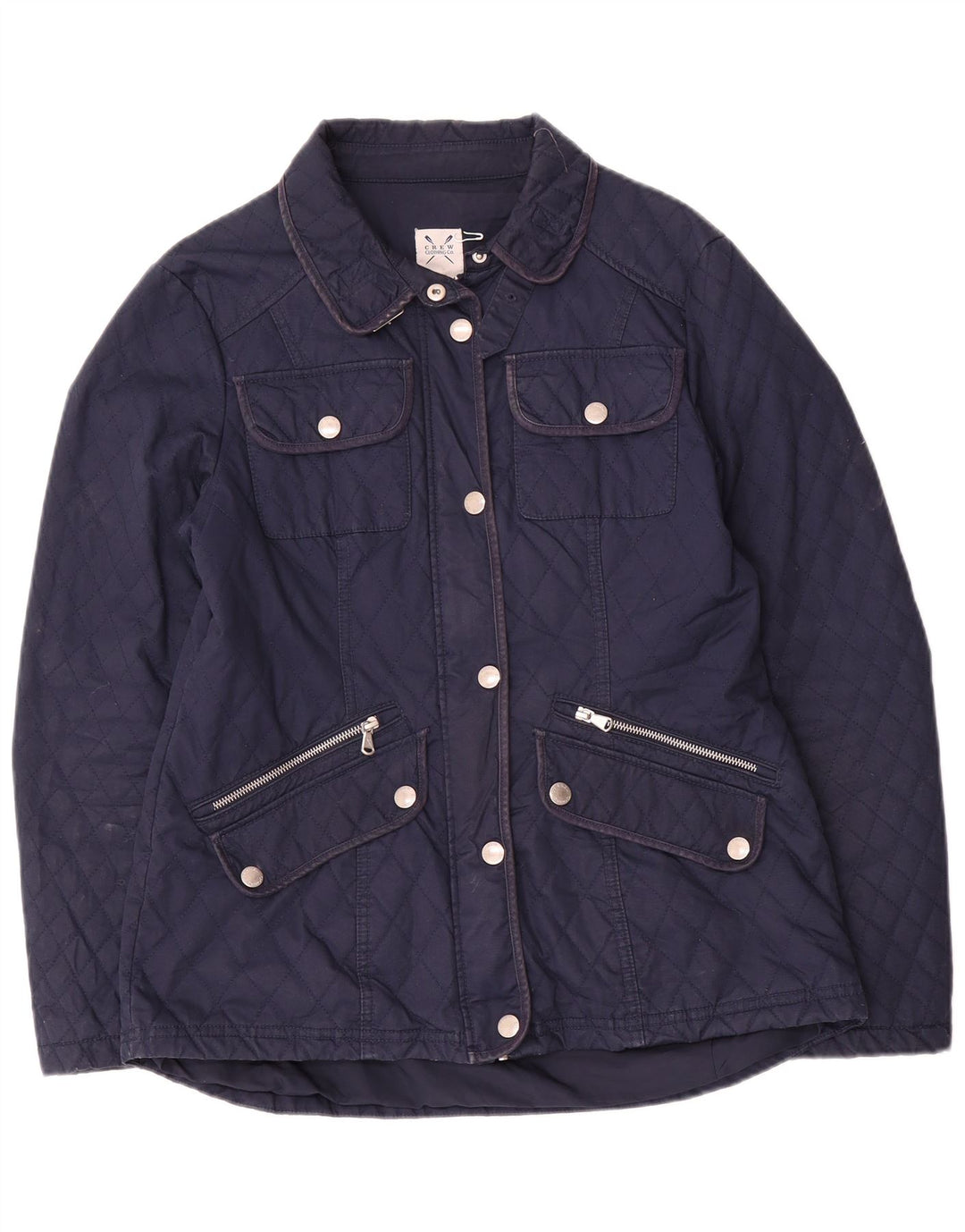 CREW CLOTHING Jachetă matlasată pentru femei UK 14 Medium bleumarin Bumbac