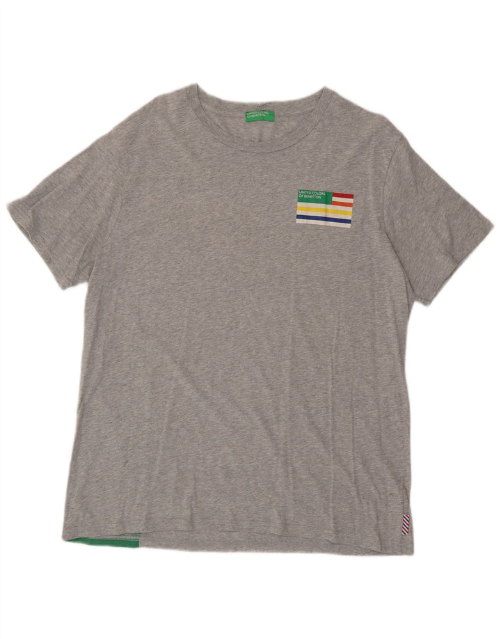 Tricou grafic pentru bărbați BENETTON Top 2XL gri bumbac color bloc