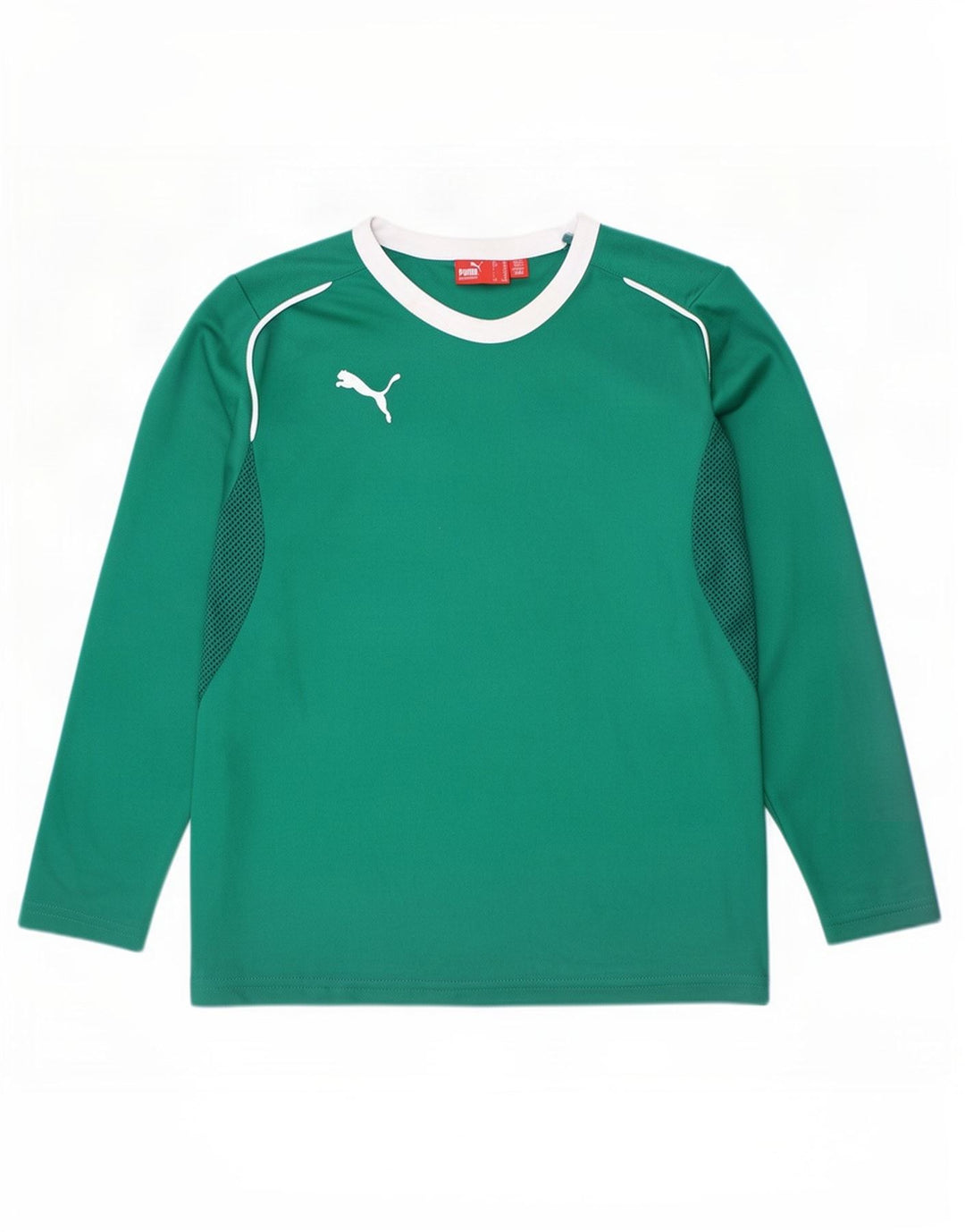 Top cu mânecă lungă Puma pentru băieți 9-10 ani, verde, color block