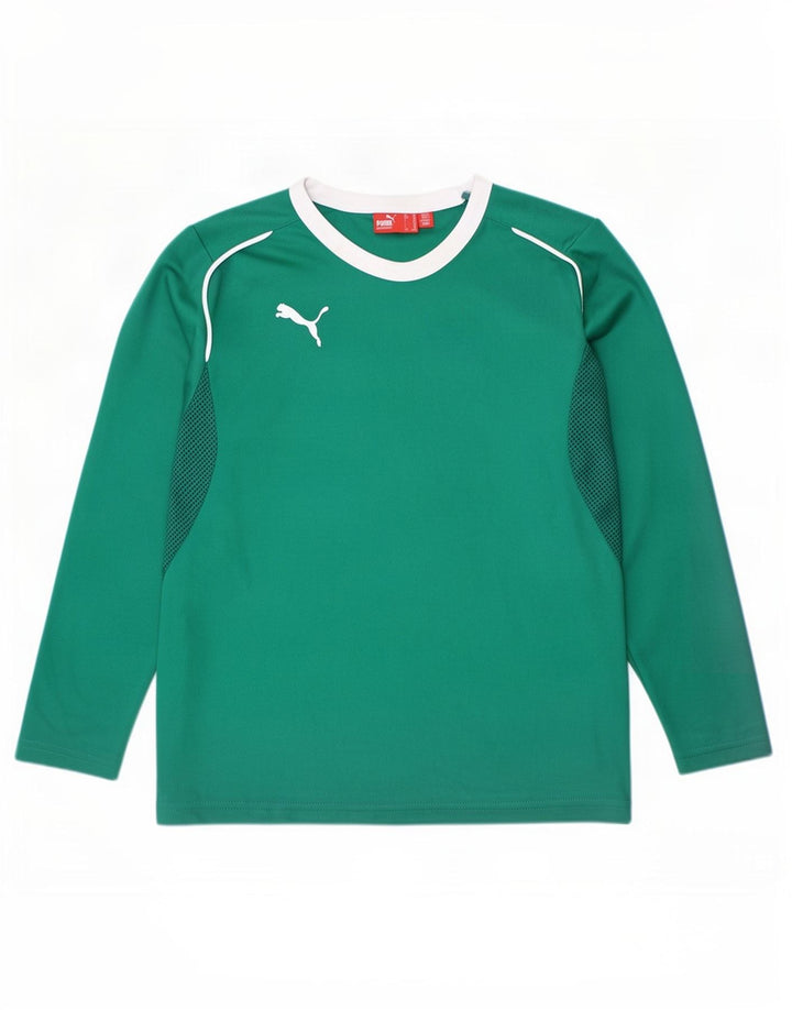 Top cu mânecă lungă Puma pentru băieți 9-10 ani, verde, color block