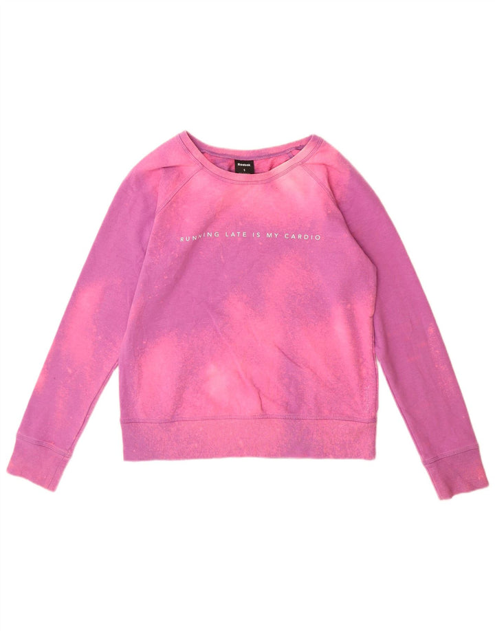 Pulover cu grafic pentru femei Reebok UK 10 Poliester Tie Dye roz mic