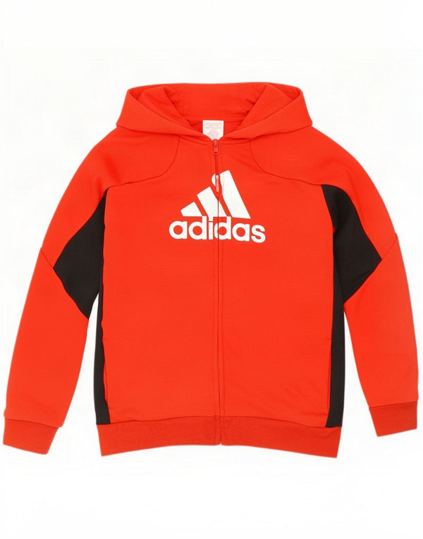 Adidas Boys Aeroready Graphic Zip Hoodie pulover 9-10 ani rosu Colorblock