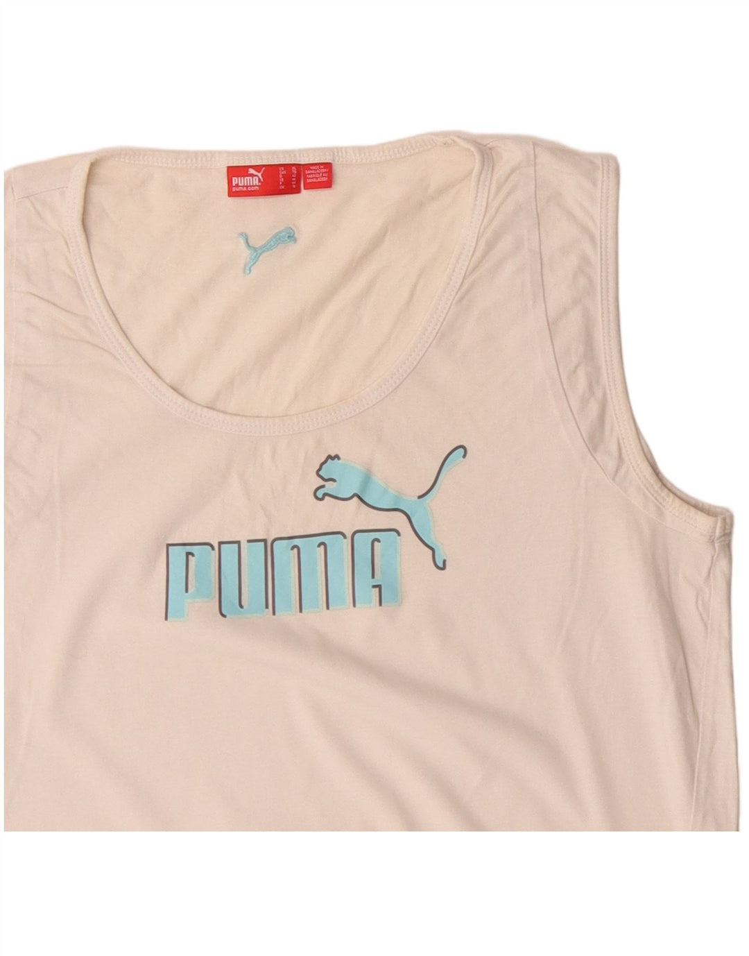 Top cu vestă grafică Puma pentru femei UK 16, mare, alb, bumbac