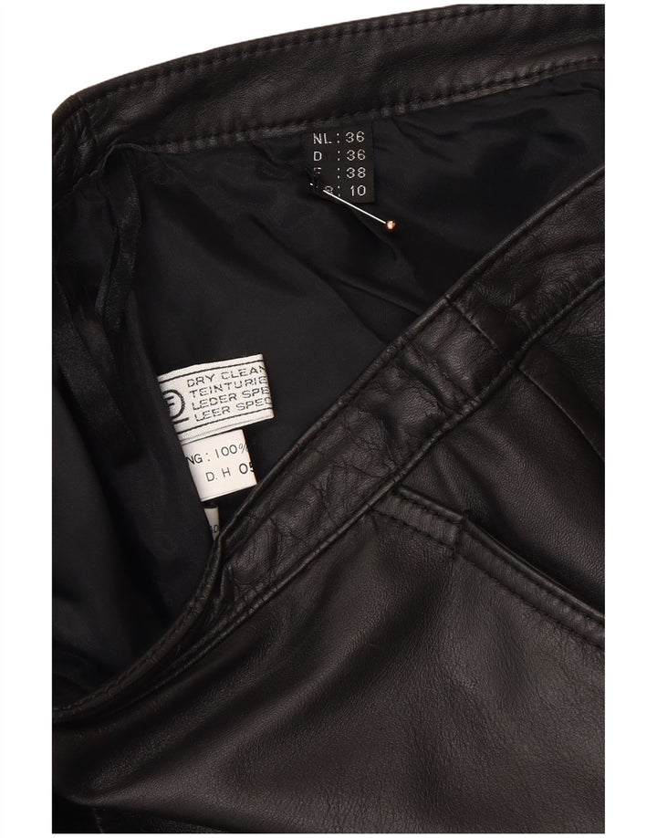 Fusta de piele pentru femei VINTAGE UK 10 Small W26 Piele neagră