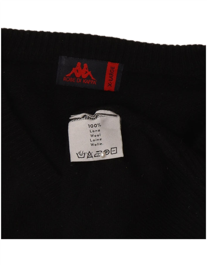 Pulover pentru bărbați Kappa cu decolteu în V, XL, lână neagră