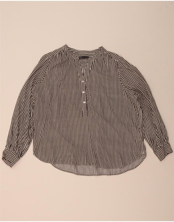 Bluză cămașă supradimensionată pentru femei MARKS & SPENCER UK 20 2XL Gri Pinstripe
