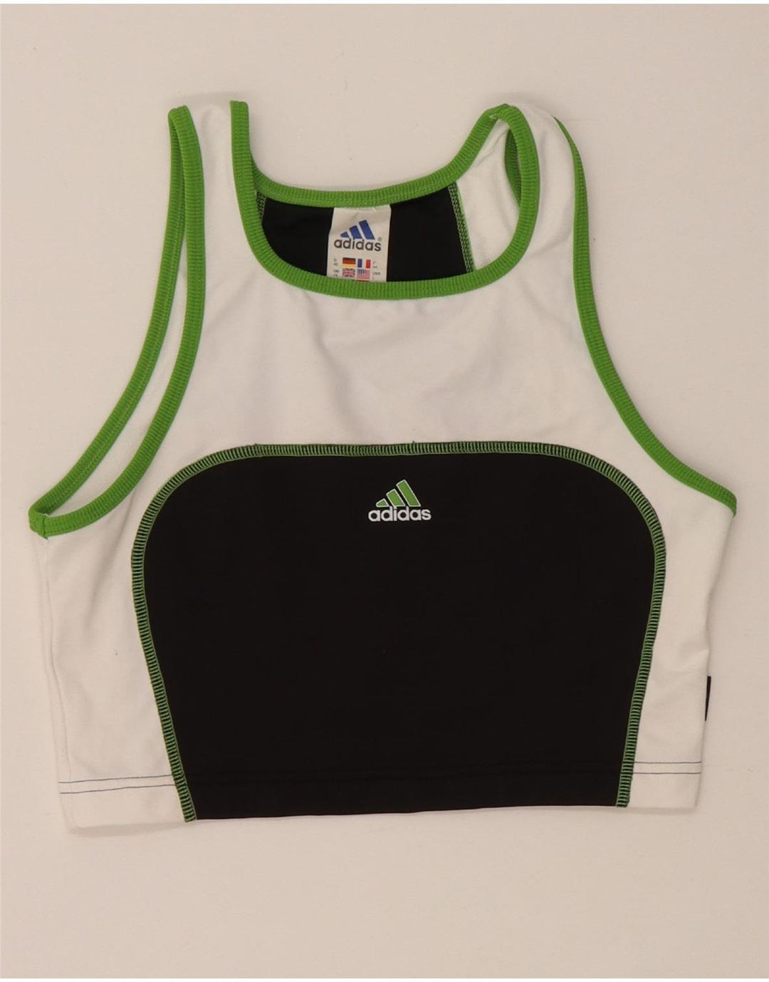 ADIDAS Climalite Sport Bra Top UK 16 Large Black Colorblock