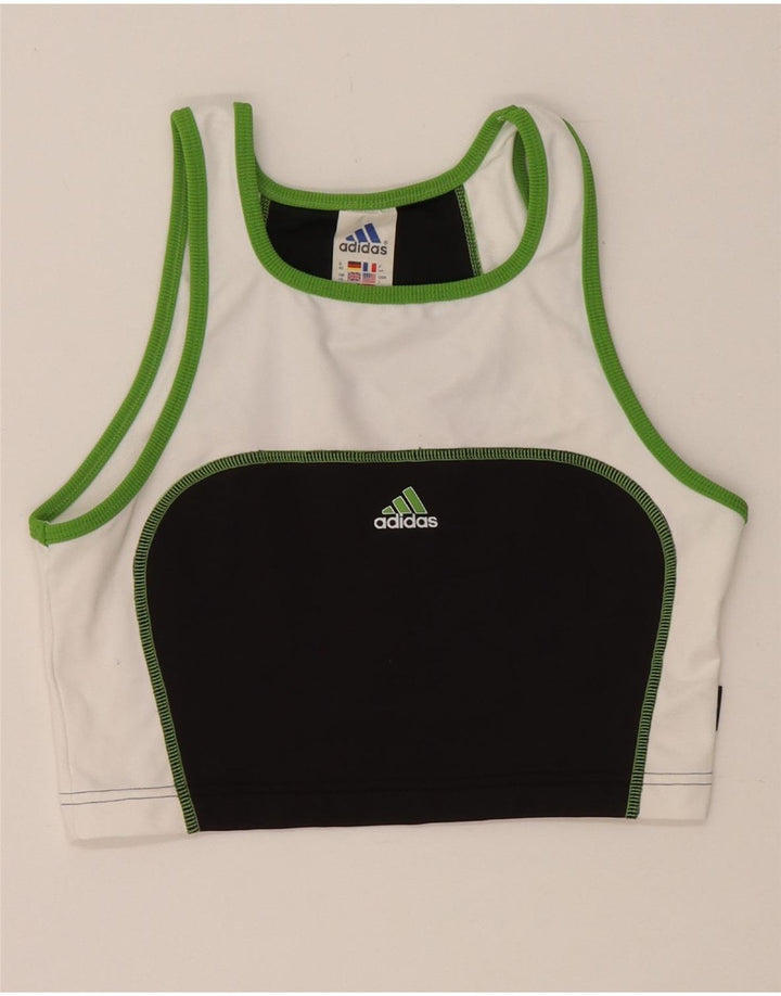 ADIDAS Climalite Sport Bra Top UK 16 Large Black Colorblock