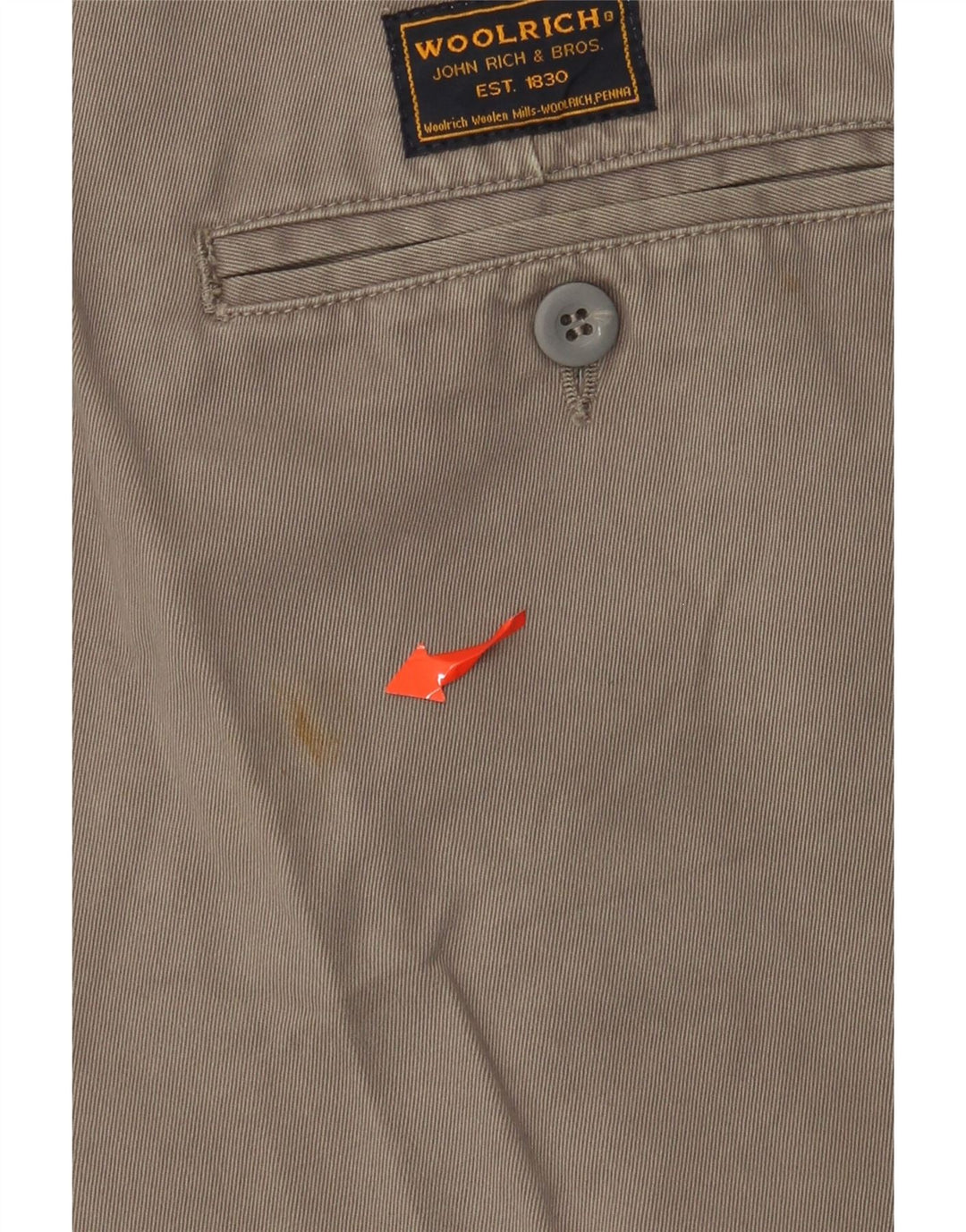 WOOLRICH Pantaloni scurți chino pentru bărbați W30 bumbac kaki mediu